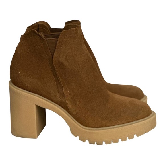 Dolce Vita Ankle Boots Chunky Heels Platform Booties Size 9 Brown - Picture 2 of 11